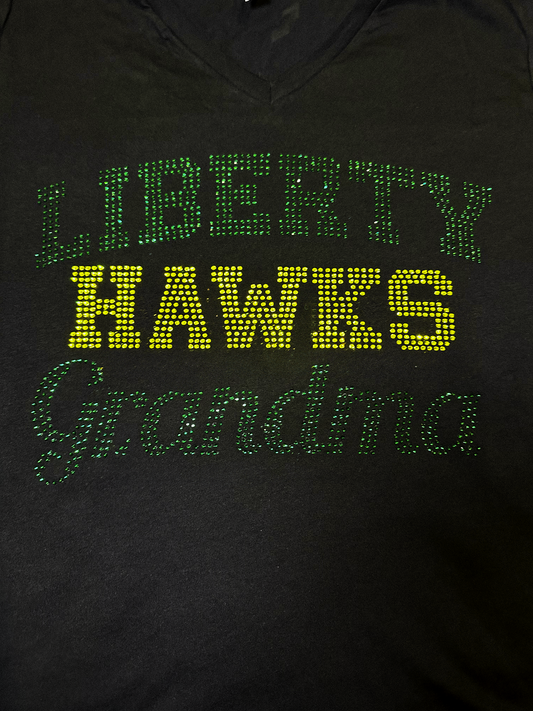 Liberty Hawks Grandma Rhinestone Women's V Neck